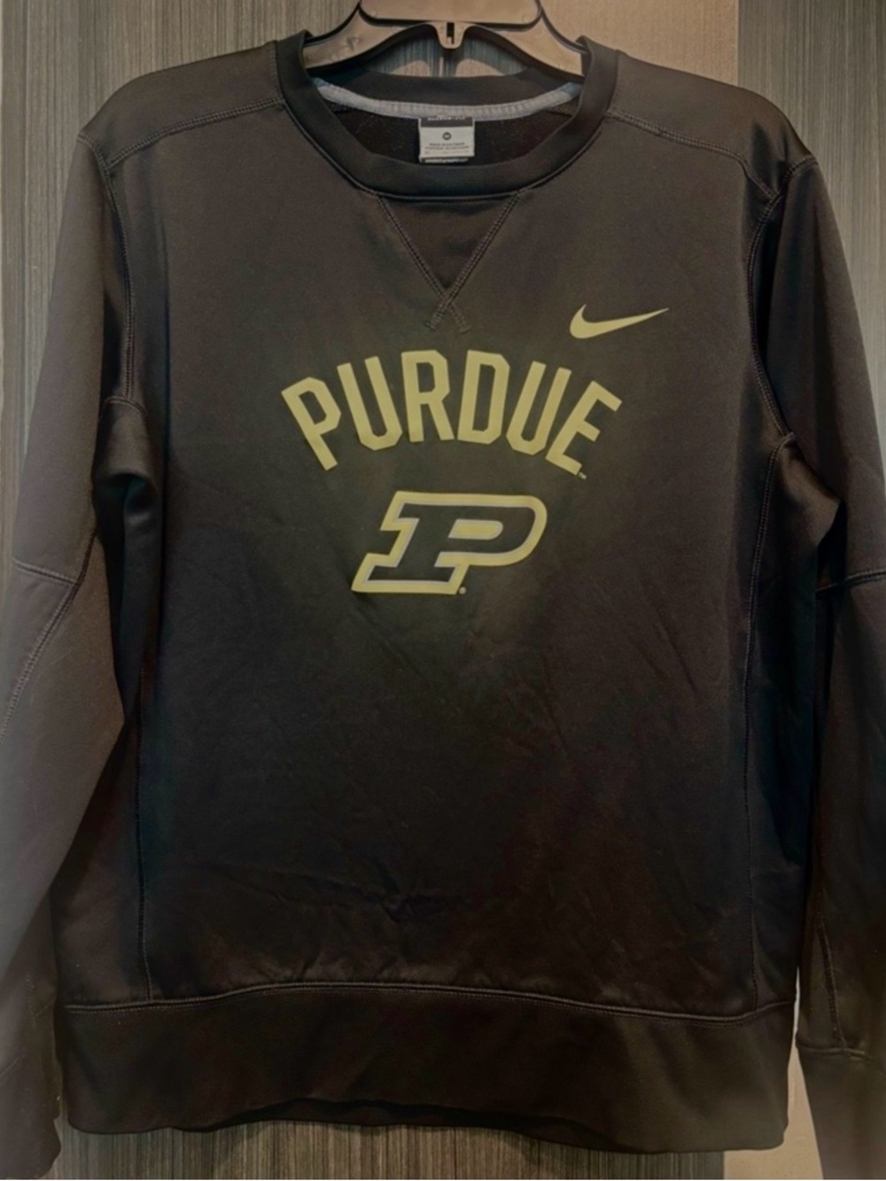 Nike Women’s Black Crewneck with Purdue Gold Logo, Excellent Condition